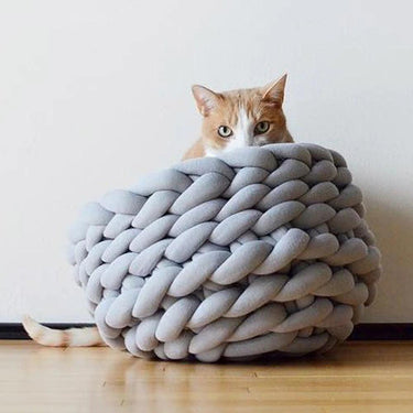 Fluffy Knitted Round Cat Bed Cat Beds KittyNook Cat Company